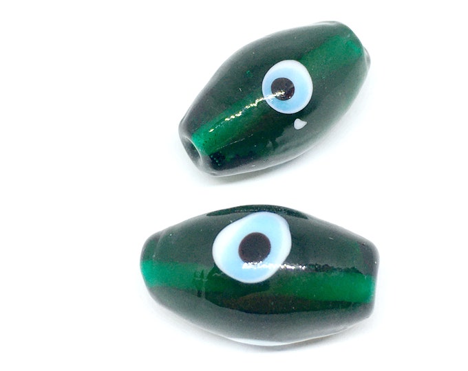 4pc lampwork glass waist drum evil eye beads-988