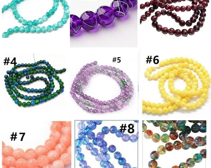 Vibrant 31-Inch Strand of Painted Glass Beads (8mm, 100pcs) - Choose Your Favorite Color for Creative Jewelry Designs!