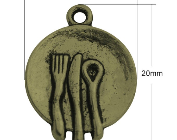 10pc 20x15mm antique bronze finish metal dinner plate pendants-BAK57