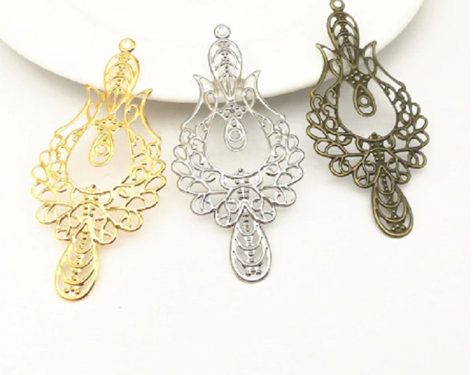 10pc 73X33mm filigree pendant-pls pick a color