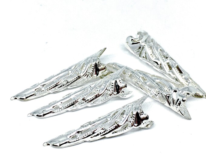 10pc 35x8mm silver finish filigree cone shape bead caps-4813