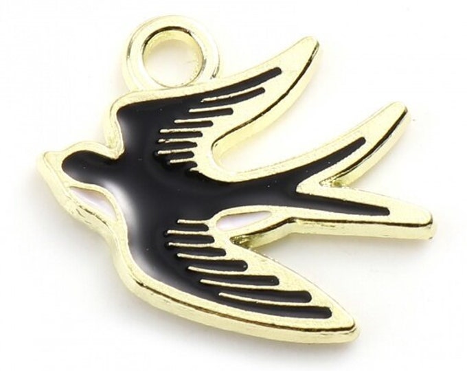 5pc 17X15mm metal with enamel Swallow Bird pendants/charms-LL907