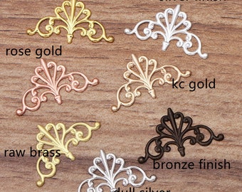 10pc 28x16mm  Metal Brass Filigree Findings  wraps-pls pick a color