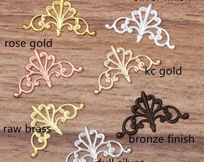 10pc 28x16mm  Metal Brass Filigree Findings  wraps-pls pick a color