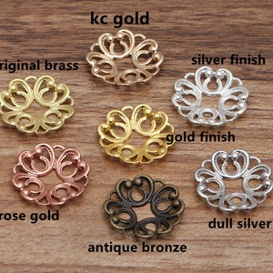 10 pc 20mm  brass made filigree flower shape bead caps-pls pick a color