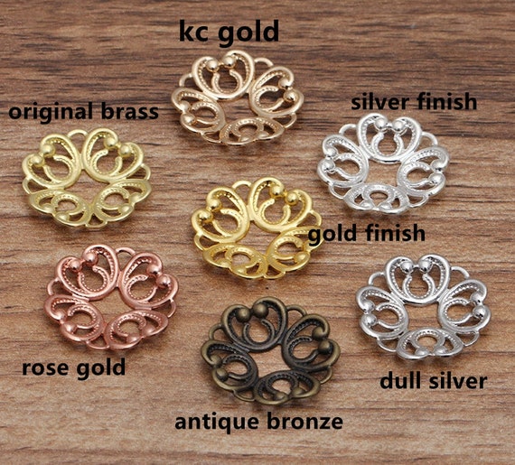 10 pc 20mm  brass made filigree flower shape bead caps-pls pick a color