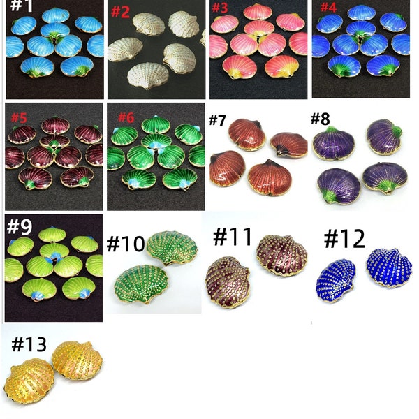 2pc 21x18mm  handmade shell shape Cloisonne Beads-pls pick your color