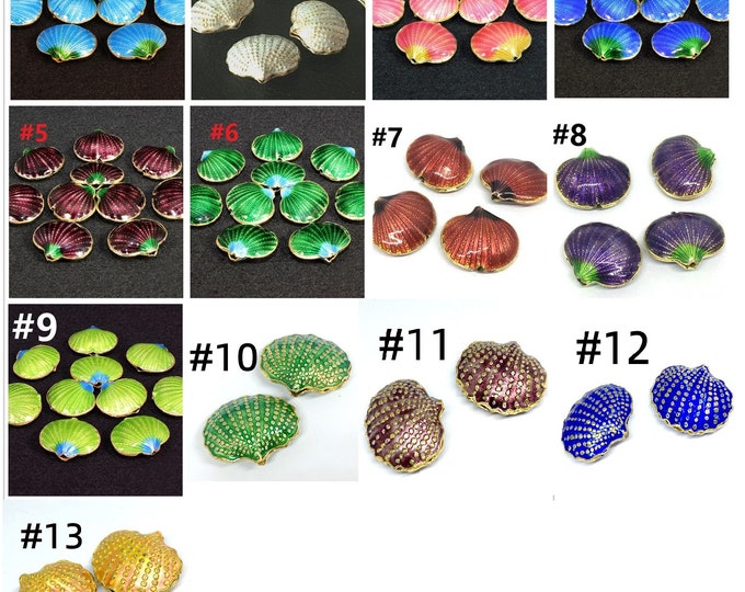 2pc 21x18mm  handmade shell shape Cloisonne Beads-pls pick your color