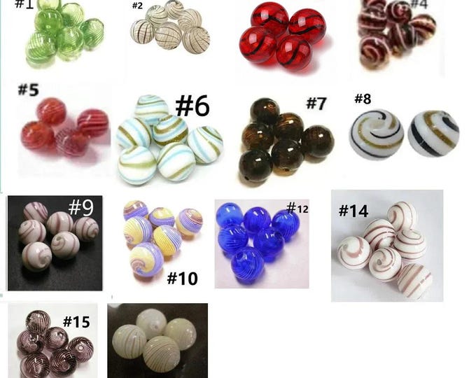 6pc 13mm blown glass fancy beads-pls choose your color