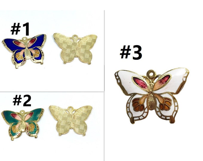 2pc 28x21mm handmade butterfly Cloisonne Pendants -pls pick a color