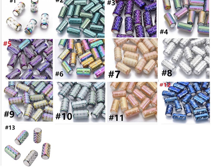 6pc 20x10mm Electroplate Tube Style Glass Beads-Pls pick a pattern