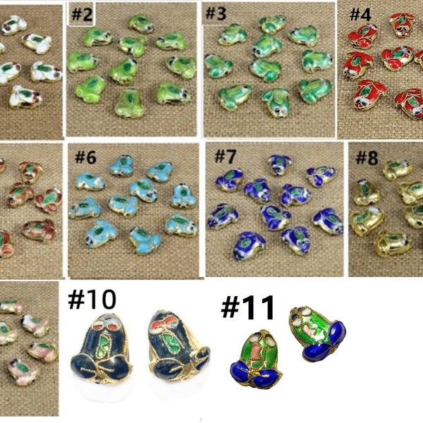 2pc 17x15mm Cloisonne metal frog beads TDB9 -Pls pick a color