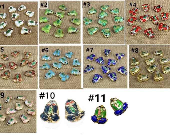 2pc 17x15mm Cloisonne metal frog beads TDB9 -Pls pick a color