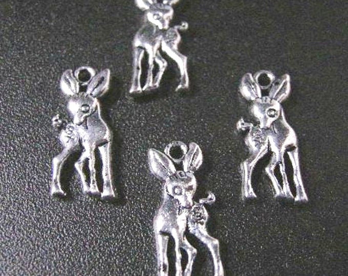 6pc 20x8mm antique silver finish metal deer pendant-397