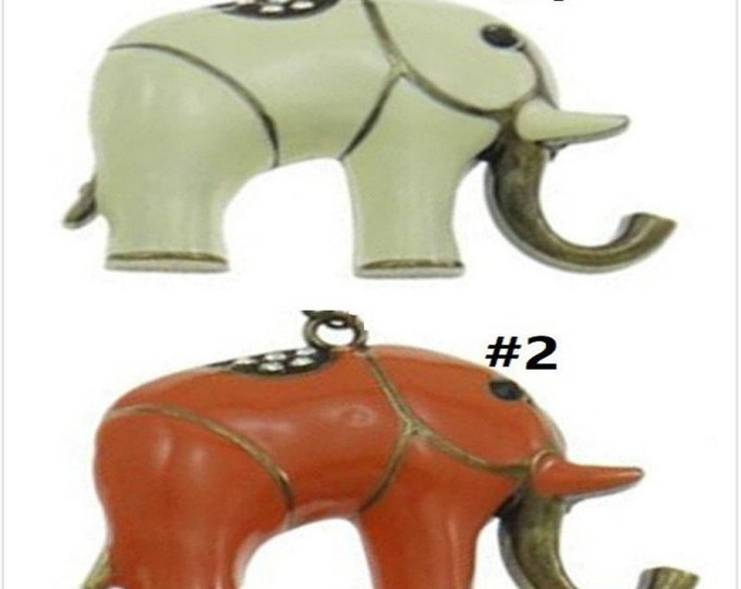 1pc 63x49x8mm zinc alloy enamel with rhinestone elephant pendant-pls pick your color