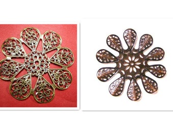8pc 60mm antique finish filigree wraps-pls pick a color