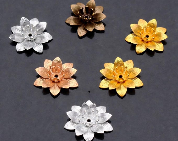 10pc 15mm 3D Flower brass made filigree bead caps-pls select your own color