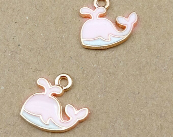 6pc 13mm alloy with enamel cute whale charms-FJ98