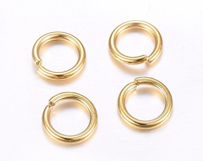 100pc stainless steel open jump rings in gold color-pls pick a size