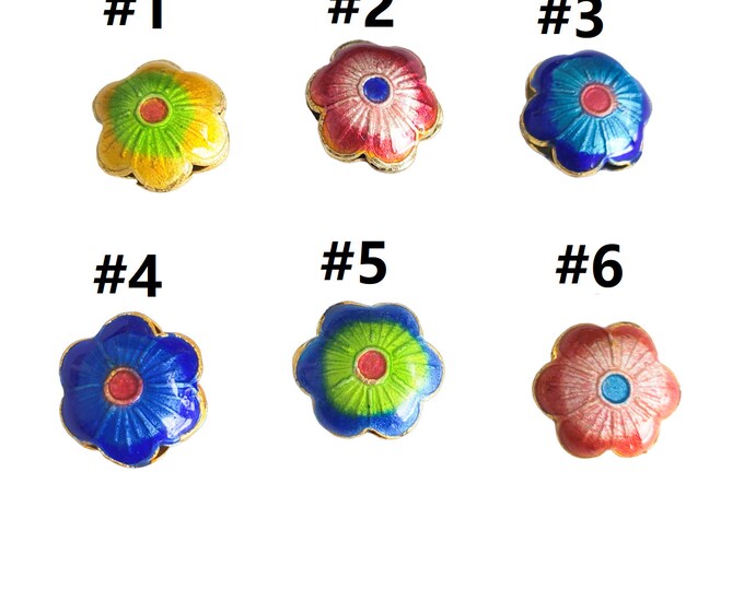 2pc 13mm flower shape handmade  Cloisonne Beads-pls pick your color
