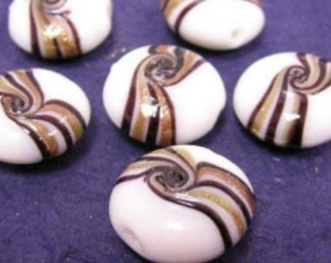 6pcs 20x9mm flat round lampwork glass beads-713