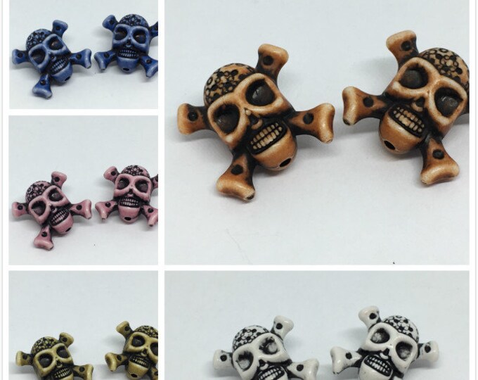 4pc 25x23mm Halloween acrylic skull Beads-pls pick a color