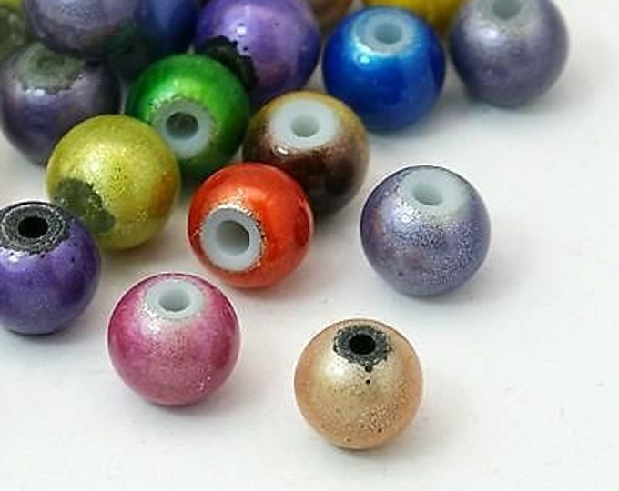 100pc 6mm mix color painted glass beads-3904