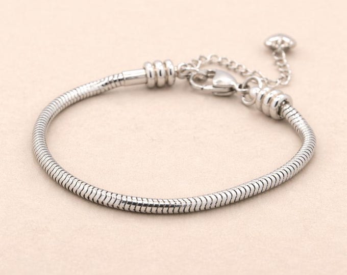 1pc 304 Stainless Steel European Style Round Snake Chains Bracelet