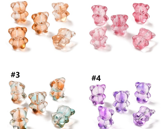 10pc  14x12mm Handmade Lampwork Bear Beads-pls pick a color