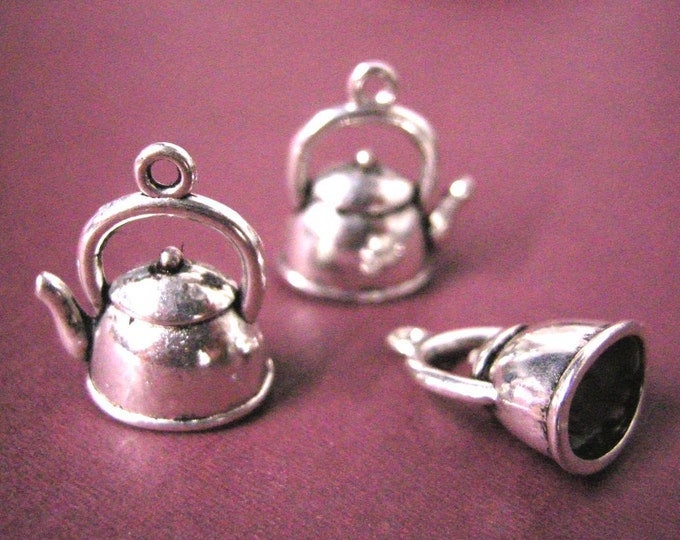 4pc antique silver finish kettle metal pendant-5306
