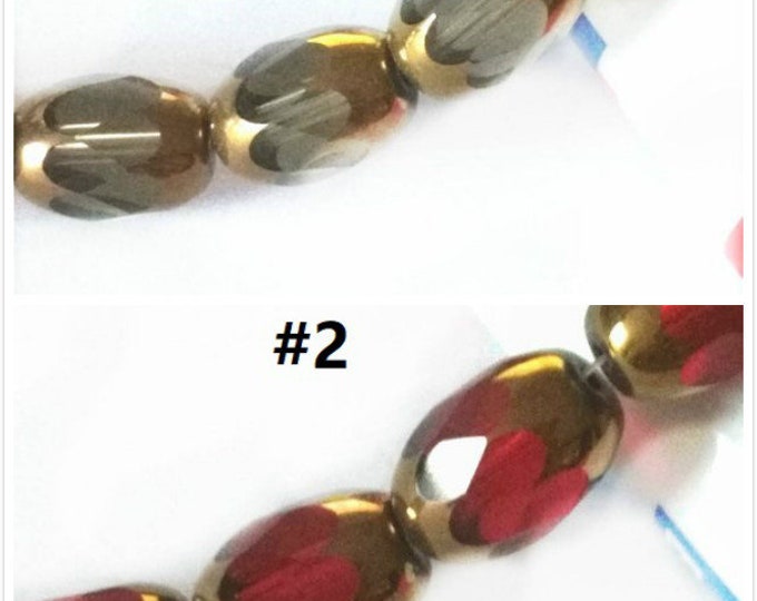 12pc 13.5x9mm copper plated oval faceted glass beads-pls pick a color