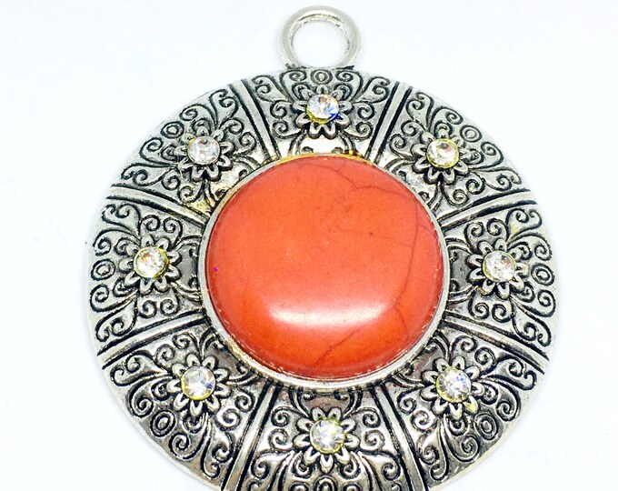 1pc 66x57mm zinc alloy pendant with resin cabochon