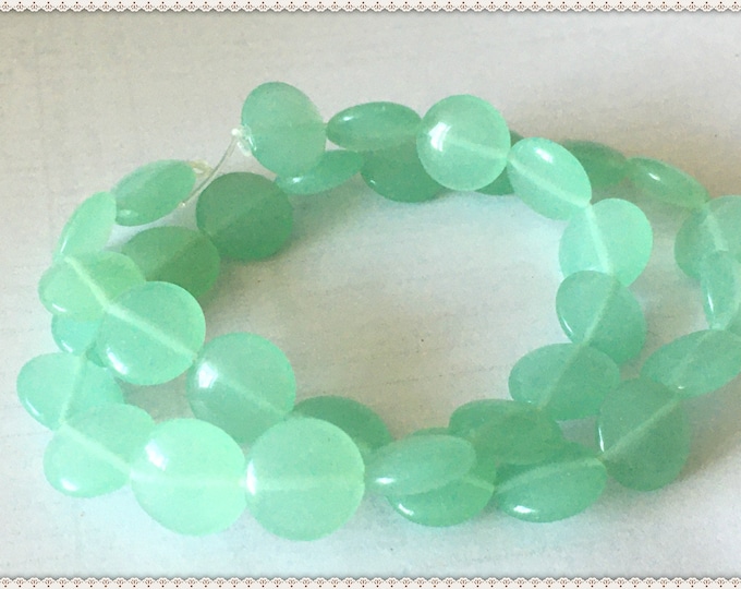 1 strand 12mm flat round cat eye glass beads(33pcs)-LV342