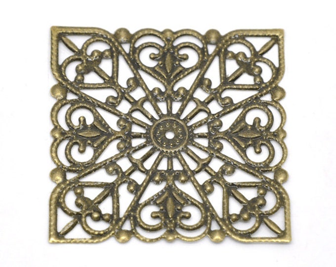 12pc 40cm antique bronze filigree wraps-7493B