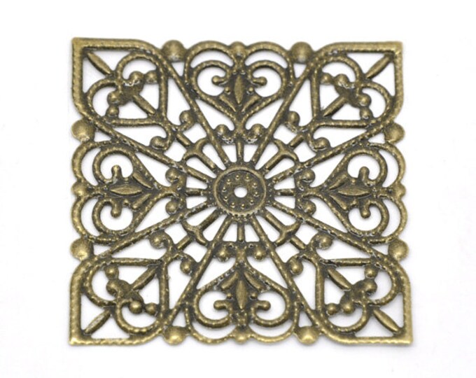 12pc 40cm antique bronze filigree wraps-7493B