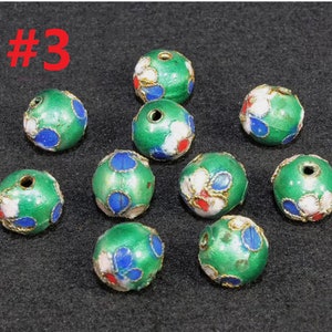 10pc 10mm round Cloisonne beads-pls pick a color #3 -664