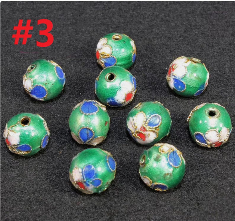 10pc 10mm round Cloisonne beads-pls pick a color #3 -664