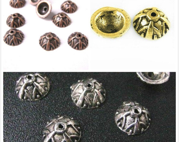 24pc antique finish 9mm metal bead cap-pls pick a color