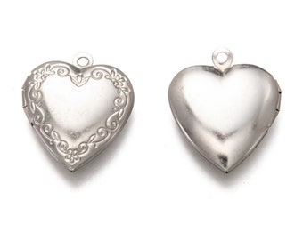2pc stainless steel made Photo Locket Setting Frame Pendants heart shape-LL1377