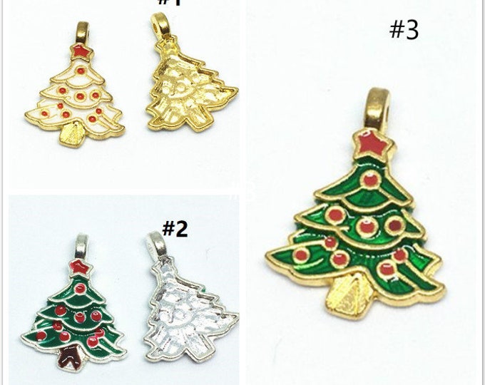 4pc 24x18mm  zinc alloy enamel Christmas tree pendant-pls pick your color