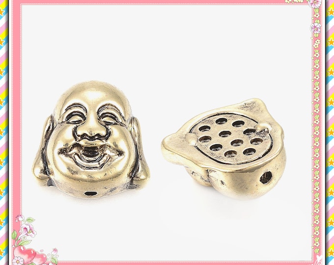 4pc  18.5x18.5mm antique gold finish metal Buddha beads-LV87i