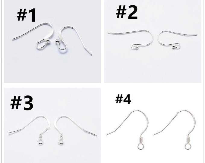 4pc (2 pairs) 925 sterling silver earring hooks -Pls pick a style