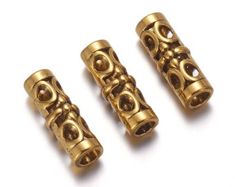 10pc 19.5X6.5mm antique gold finish tube style metal beads-R822