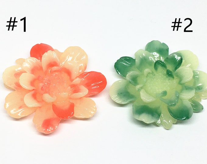 2pc 35mm resin flower cabochons- pls pick a color