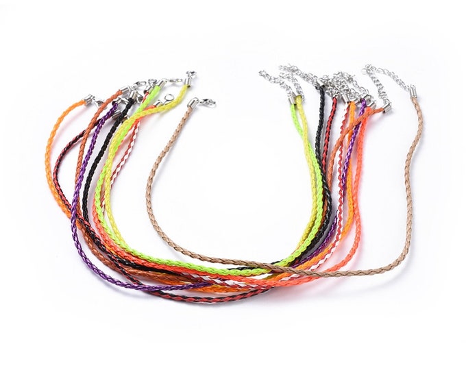 6pc  Mix color Trendy Braided Imitation Leather Necklace Making- R829