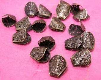 24pc antique bronze iron bead caps-2281