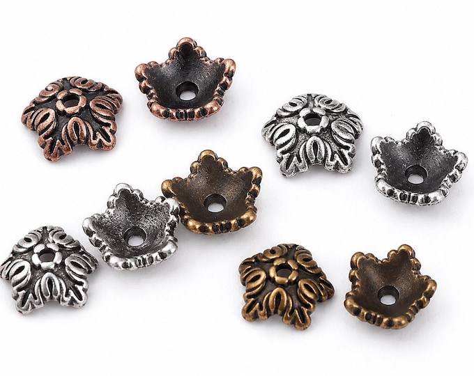 12pc 10mm antique  finish metal bead cap-pls pick a color