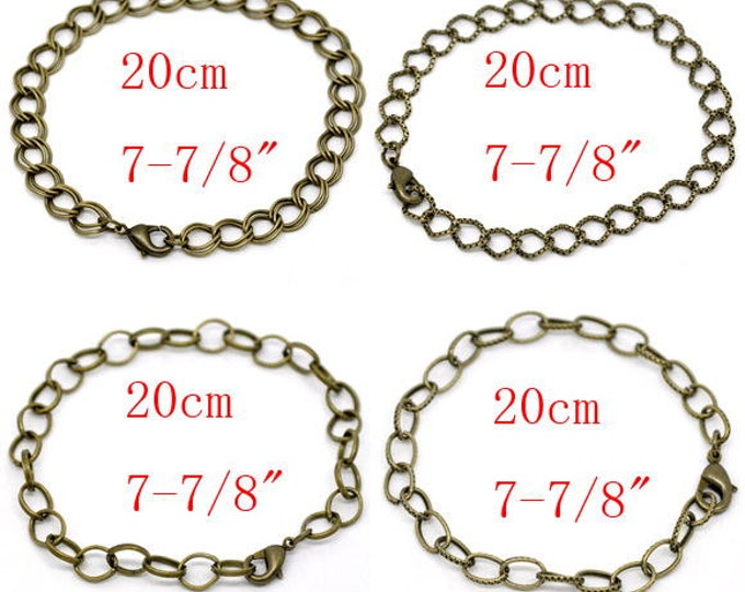 12sets Mix style antique bronze finish bracelet making with lobster clasps-10084