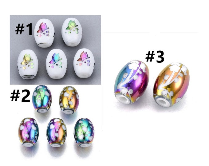 14pc 11x8mm Barrel Style Electroplate Glass Beads-Pls pick a pattern