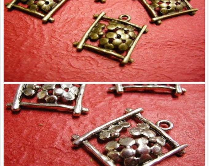6pc antique finish flower metal alloy pendant-pick a color